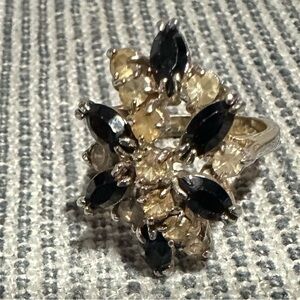 Black and Gold Starburst Cocktail Ring